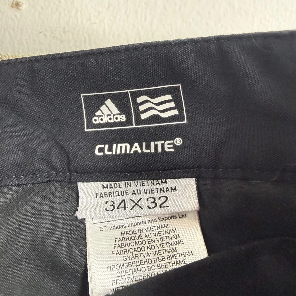 Adidas Climalite Mens Size 34x32 Black Golf Pants Performance Flat Front